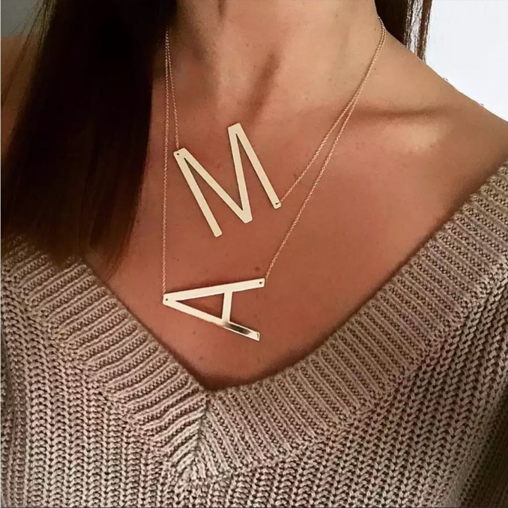 Anthropologie Trendy Gold Big Letter L Necklace
